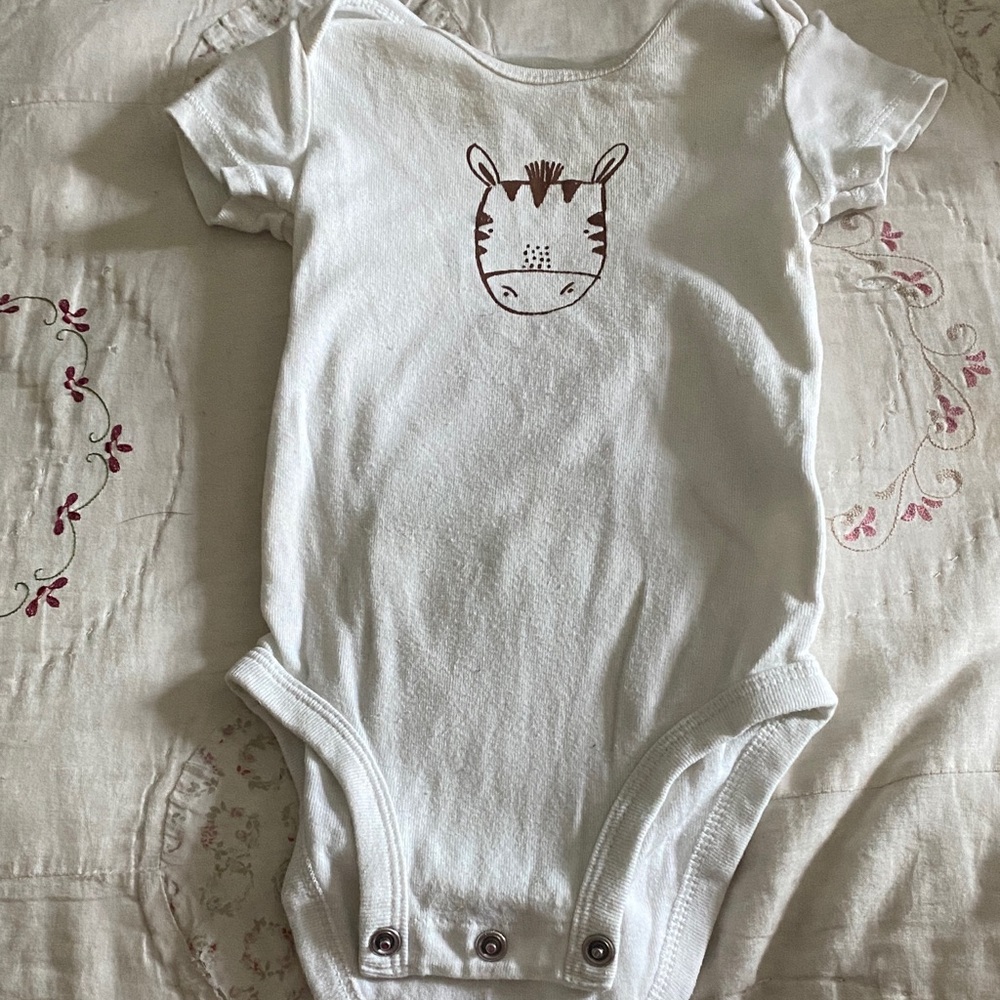 Adorable White Print Baby One Piece